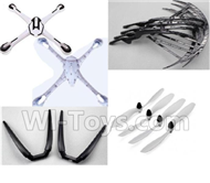 JJRC H16C Parts-32 Crash set 2(Upper and bottom shell cover-Blue & Outer protect frame(4pcs) & Propellers(4pcs) & Landing skid(2pcs)) For JJRC H16 H16 RC Quadcopter,Drone Spare parts