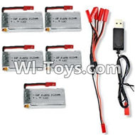 JJRC H11 H11C H11D Parts-40 3.7V 1100mAh LiPo Battery(5pcs) & 1-TO-5 Conversion wire & USB Charger For JJRC H11 H11C H11D Quadcopter Spare parts,RC drone Parts,2.4G UFO Parts
