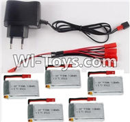 JJRC H11 H11C H11D Parts-41 USB Charger & 1-To-5 jst Conversion wire & 5pcs 1100mah battery For JJRC H11 H11C H11D Quadcopter Spare parts,RC drone Parts,2.4G UFO Parts