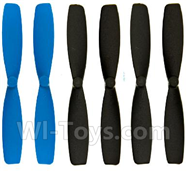 JJRC H21 Parts-07 Main rotor blades,Propellers(6pcs-4pcs Black,2pcs Blue) For JJRC H21 H21 Quadcotper parts,H21 Drone Spare parts,2.4V UFO