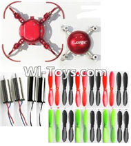 JJRC H30 H30C H30W Parts-08 Upper and bottom shell body cover-Red & Main motor(4pcs) & Propellers(24pcs) For JJRC H30 H30C H30W Quadcopter Spare parts,H30 H30C H30W RC drone Parts,2.4G UFO Spare Parts