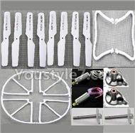 JJRC H8C H8D Parts--34 Crash set 1(Propelers-8pcs & Landing skid-2pcs & Outer protect frame-4pcs & Motor-2pcs & Main gear with hollow pipe-2pcs & Motor seat-2pcs)-White) For JJRC H8C H8D Quadcopter Parts,Drone parts,Camera spare parts
