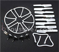 JJRC H8C H8D Parts--35 Crash set 2-(Propelers-8pcs & Landing skid-2pcs & Outer protect frame-4pcs & Motor-2pcs & Main gear with hollow pipe-4pcs & Motor seat-4pcs))-White For JJRC H8C H8D Quadcopter Parts,Drone parts,Camera spare parts