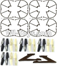 JJRC H9D H9W Parts-17 Official outer protect frame(4pcs)-Black & Propellers(16pcs) & Landing skid(2pcs) For JJRC H9 H9D H9W Quadcopter Spare parts,RC drone Parts,2.4G UFO Parts