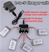 LH-X8 X8C X8DV X8WF Parts-27 Upgrade 1-to-5 charger and balance charger & USB-TO-socket Conversion plug(Not include the 5 battery) For Lead Honor LH-X8 LH-X8C LH-X8DV LH-X8WF Quadcopter parts rc drone parts