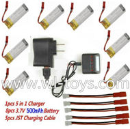 Lishitoys L6036 RC Quadcopter Parts-38 Upgrade 1-to-5 balance charger and USB charger & usb-to-Socket conversion plug & 5pcs coversion wire & 8pcs 500mah battery