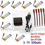 Lishitoys L6036 RC Quadcopter Parts-39 Upgrade 1-to-5 balance charger and USB charger & 5pcs White-to-JST coversion wire & 8pcs 500mah battery