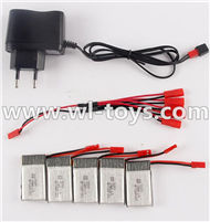 MJX X300 X300C RC Quadcopter parts-33 Charger & 5pcs 1-to-5 jst cover wire & 5pcs 750mah battery