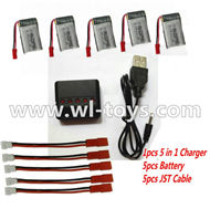 MJX X300 X300C RC Quadcopter parts-45 Upgrade 1-to-5 balance charger and USB charger & 5pcs JST coversion wire & 5pcs 750mah battery
