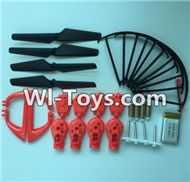 MJX X402 X402H Spare Parts-16 Crash set 2(4x Outer protect frame,4x Propellers,4x Landing skid,4x motor,1x battery,4x motor seat and 4x motor cover,4X Main gear wiht steel pipe),MJX X402H X402 RC Quadcopter Drone Spare Parts Replacement Accessories