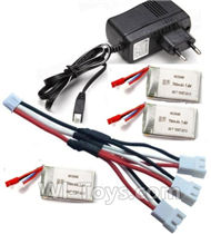 MJX X601H X601 Spare Parts-34 Upgrade 1-to-3 coversion Charging cable(1pcs) & Charger & 3pcs 700mah Battery,MJX X601H X601 RC Quadcopter Drone Spare Parts Replacement Accessories