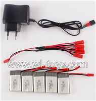 MJX X800 RC Quadcopter Parts-30 Charger & 5pcs 1-to-5 jst cover wire & 5pcs 750mah battery