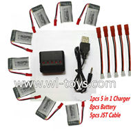MJX X800 RC Quadcopter Parts-33 Upgrade 1-to-5 balance charger and USB charger & 5pcs coversion wire & 8pcs 750mah battery