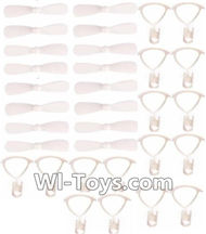 MJX X909T X909 Spare Parts-07-05 Propellers(16pcs)-White & Outer protect frame(16pcs)-White,MJX X909T X909-T RC Quadcopter Drone Spare Parts Replacement Accessories