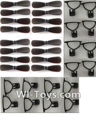 MJX X909T X909 Spare Parts-07-06 Propellers(16pcs)-Black & Outer protect frame(16pcs)-Black,MJX X909T X909-T RC Quadcopter Drone Spare Parts Replacement Accessories