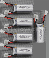 Wltoys XK A180 Lipo Battery Packs, Total 5pcs. 7.4v 300mah Battery, Spare Parts Accessories for the XK A180 RC Plane, XK A180 Raptor Plane Parts.