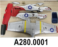 Wltoys XK A280 Parts Fuselage Body assembly with Horizontal Tail wing,Main Wing,Fuel tank group, head cover group.A280.0001.Wltoys XK A280 P-51 MUSTANG RC Plane Toy Plane, RC AirPlane RC Glider Accessories.