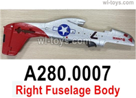 Wltoys XK A280 Parts A280.0007 Right Fuselage Body Foam Assembly.Wltoys XK A280 P-51 MUSTANG RC Plane Toy Plane, RC AirPlane RC Glider Accessories.