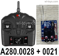 Wltoys XK A280 Parts Transmitter and Receiver Together.A280.0028.001.(The Remote control can be converted left and right)Wltoys XK A280 P-51 MUSTANG RC Plane Toy Plane, RC AirPlane RC Glider Accessories.