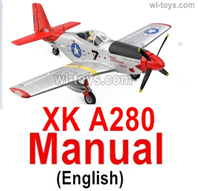 Wltoys XK A280 Parts Manual Instruction.Wltoys XK A280 P-51 MUSTANG RC Plane Toy Plane, RC AirPlane RC Glider Accessories.