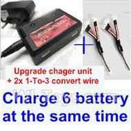 Wltoys XK A600 Upgrade charger and balance chager & 2pcs 1-To-3 convert wire-Total can charge 6x battery and the same time,Wltoys XK A600 RC Plane Parts,XK DHC-2 A600 RC RC Fixed Wing Plane Parts