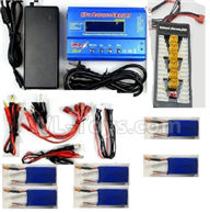 XK X450 6pcs 1100mah battery & Upgrade Charger unit,Can charger 6x battery at the same time(Power & B6 Charger & 1-To-6 Parallel charging Board),XK A450 Parts,XK X450 Vtol Aviator RC Plane Parts