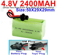4.8V NiMH Battery Pack-2400mah 4.8 Volt NiMH Battery 2400MAH,With SM Plug-(Shap-Two Row-Each Row With 2X Inner-battery)-Size-50X29X29mm,4.8V NiMH Battery Pack-2400mah 4.8 Volt NiMH Battery NI-MH Battery 2400MAH,4.8 Volt NiMH Battery