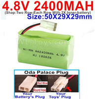 4.8V NiMH Battery Pack-2400mah 4.8 Volt NiMH Battery 2400MAH,With Oda Palace Plug(Round hole-Red Wire)-(Shap-Two Row-Each Row With 2X Inner-battery)-Size-50X29X29mm,4.8V NiMH Battery Pack-2400mah 4.8 Volt NiMH Battery NI-MH Battery 2400MAH,4.8 Volt NiMH B
