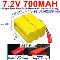 7.2V RC Battery Pack-7.2 Volt 700MAH NI-CD Battery AA-With JST Plug-(Shape-Two Row,Each Row with 3x Inner-Battery)-Size-50x42x29mm,7.2V RC Car Battery,7.2V Battery Pack for rc cars,7.2V RC Boat Battery 7.2V RC Battery Pack-7.2 Volt 700MAH NI-CD Battery AA-With JST Plug-(Shape-Two Row,Each Row with 3x Inner-Battery)-Size-50x42x29mm,7.2V RC Car Battery,7.2V Battery Pack for rc cars,7.2V RC Boat Battery