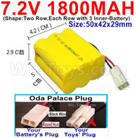 7.2V RC Battery Pack-7.2 Volt 1800MAH NI-CD Battery AA-With Oda Palace Plug(Round hole-Black Wire)-(Shape-Two Row,Each Row with 3x Inner-Battery)-Size-50x42x29mm,7.2V RC Car Battery,7.2V Battery Pack for rc cars,7.2V RC Boat Battery 7.2V RC Battery Pack-7.2 Volt 1800MAH NI-CD Battery AA-With Oda Palace Plug(Round hole-Black Wire)-(Shape-Two Row,Each Row with 3x Inner-Battery)-Size-50x42x29mm,7.2V RC Car Battery,7.2V Battery Pack for rc cars,7.2V RC Boat Battery