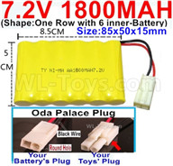 7.2V RC Battery Pack-7.2 Volt 1800MAH NI-MH Battery AA-With Oda Palace Plug(Round hole-Black Wire)-(Shape-One Row with 6 inner-Battery)-Size-85x50x15mm,7.2V RC Car Battery,7.2V Battery Pack for rc cars,7.2V RC Boat Battery 7.2V RC Battery Pack-7.2 Volt 1800MAH NI-MH Battery AA-With Oda Palace Plug(Round hole-Black Wire)-(Shape-One Row with 6 inner-Battery)-Size-85x50x15mm,7.2V RC Car Battery,7.2V Battery Pack for rc cars,7.2V RC Boat Battery
