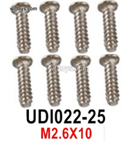 UDI UDI022 parts 2.6X10 flat tail screws Parts. UDI022-25. Total 8pcs