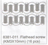 DHK RAZ-R Parts-Flathead screw(KM3x10mm)-(16pcs) Parts-8381-011,DHK RAZ-R Parts,DHK Wolf Parts,DHK HOBBY 8133 8134 Parts
