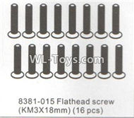 DHK RAZ-R Parts-Flathead screw(KM3x18mm)-16pcs Parts-8381-015,DHK RAZ-R Parts,DHK Wolf Parts,DHK HOBBY 8133 8134 Parts