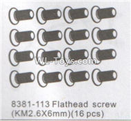 DHK RAZ-R Flathead Screw(KM2.6X6mm)-16pcs Parts-8381-113,DHK RAZ-R Parts,DHK Wolf Parts,DHK HOBBY 8133 8134 Parts