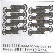 DHK RAZ-R Parts-B head screw-Coarse thread(BB3x18mm)-16pcs Parts-8381-726,DHK RAZ-R Parts,DHK Wolf Parts,DHK HOBBY 8133 8134 Parts