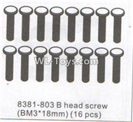 DHK RAZ-R Parts-B head screw(BM3X18mm)-16pcs Parts-8381-803,DHK RAZ-R Parts,DHK Wolf Parts,DHK HOBBY 8133 8134 Parts