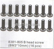 DHK RAZ-R Parts-B head Screw(BM3x10mm)-16pcs Parts-8381-805,DHK RAZ-R Parts,DHK Wolf Parts,DHK HOBBY 8133 8134 Parts