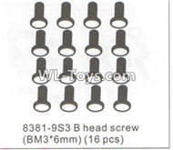 DHK RAZ-R Parts-B head screw(BM3X6mm)-16pcs Parts-8381-9S3,DHK RAZ-R Parts,DHK Wolf Parts,DHK HOBBY 8133 8134 Parts