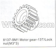 DHK Crosse Parts-Motor gear-13T and Lock nut(M3x3) Parts-8137-9M1,DHK Crosse 8136 RC Car Parts,DHK Hobby Crosse 8136 Parts