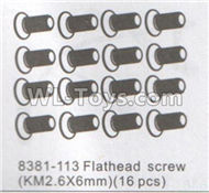 DHK Crosse Parts-Flathead Screw(KM2.6X6mm)-16pcs Parts-8381-113,DHK Crosse 8136 RC Car Parts,DHK Hobby Crosse 8136 Parts