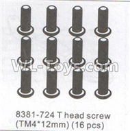 DHK Crosse Parts-T head DHK 8384 parts Screw(TM4X12)-16pcs Parts-8381-724,DHK Crosse 8136 RC Car Parts,DHK Hobby Crosse 8136 Parts