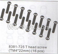 DHK Crosse Parts-T head Screw(TM4x22mm)-16pcs Parts-8381-725,DHK Crosse 8136 RC Car Parts,DHK Hobby Crosse 8136 Parts
