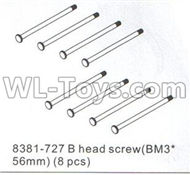 DHK Crosse Parts-B head screw(BM3x56MM)-8pcs Parts-8381-727,DHK Crosse 8136 RC Car Parts,DHK Hobby Crosse 8136 Parts