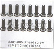 DHK Crosse Parts-B head Screw(BM3x10mm)-16pcs Parts-8381-805,DHK Crosse 8136 RC Car Parts,DHK Hobby Crosse 8136 Parts