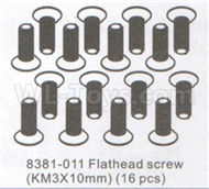 DHK Optimus Parts-Flathead screw(KM3x10mm)-16pcs Parts-8381-011,DHK Optimus 8383 Parts,DHK Optimus Parts-XL Buggy,DHK Hobby 8383 Parts
