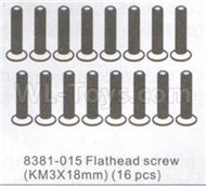 DHK Optimus Parts-Flathead screw(KM3x18mm)-16pcs Parts-8381-015,DHK Optimus 8383 Parts,DHK Optimus Parts-XL Buggy,DHK Hobby 8383 Parts