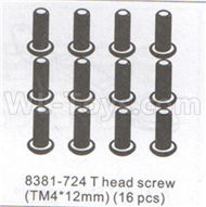 DHK Optimus Parts-T head Screw(TM4X12)-16pcs Parts-8381-724,DHK Optimus 8383 Parts,DHK Optimus Parts-XL Buggy,DHK Hobby 8383 Parts