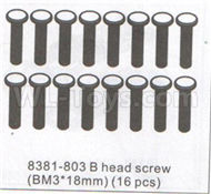 DHK Optimus Parts-B head screw(BM3X18mm)-16pcs Parts-8381-803,DHK Optimus 8383 Parts,DHK Optimus Parts-XL Buggy,DHK Hobby 8383 Parts