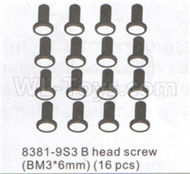 DHK Optimus Parts-B head Screw(BM3x6mm)-16pcs Parts-8381-9S3,DHK Optimus 8383 Parts,DHK Optimus Parts-XL Buggy,DHK Hobby 8383 Parts